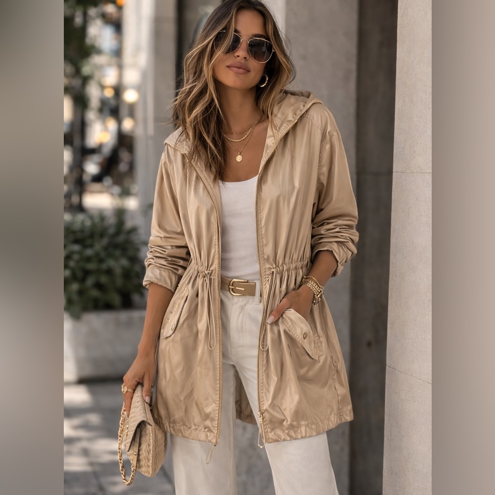 Michael Kors lightweight hooded windbreaker jacket small